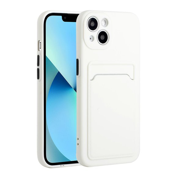 Allytech Case Compatible with iPhone 15, [Card Holder] [Soft TPU] [Ultra Slim & Lightweight] Shockproof Anti-Fingerprint Case for iPhone 15 - White