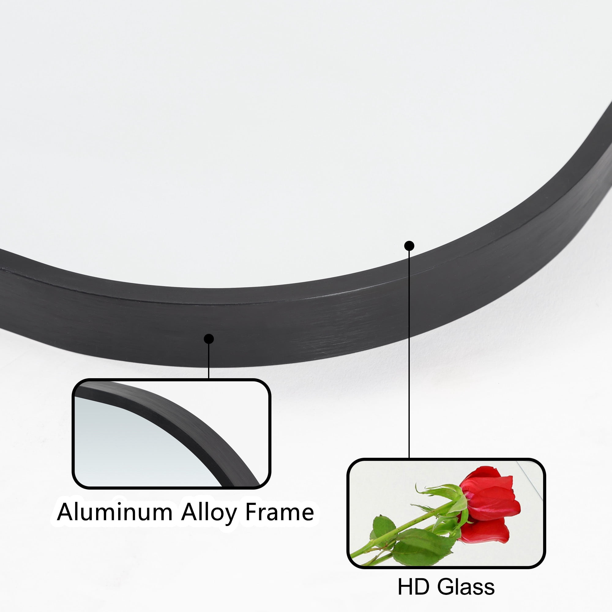 40"x14" Aluminum Alloy Frame Mirror Round Corner Full Length Floor Mirror Black
