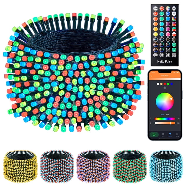 Luces navideñas Minetom que cambian de color, 66 pies, 200 LED RGB