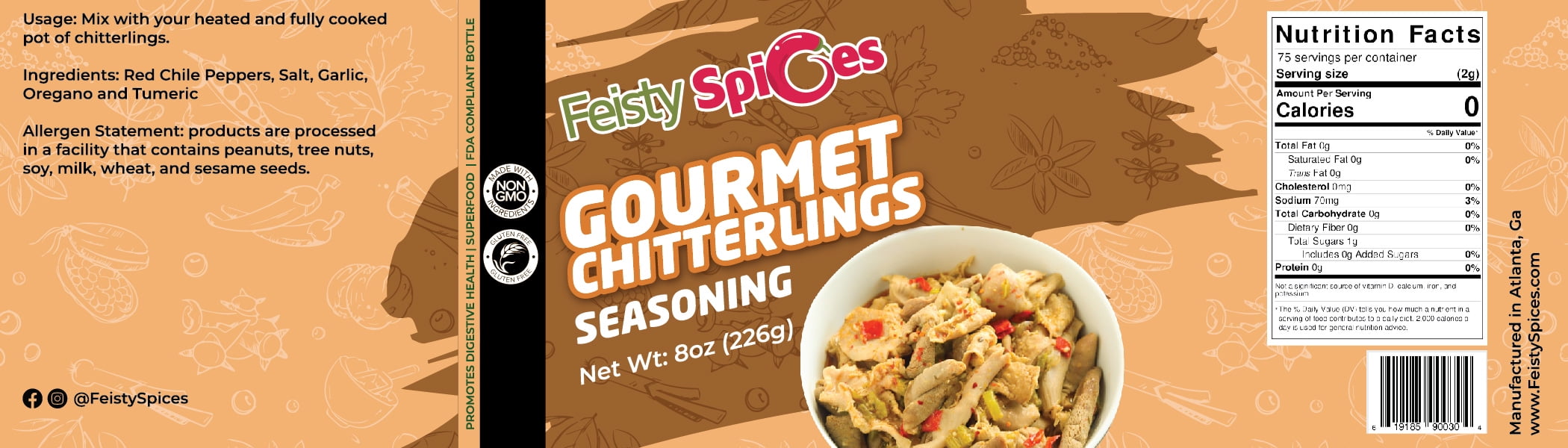 Feisty Spices Gourmet Chitterlings Seasoning, 8oz