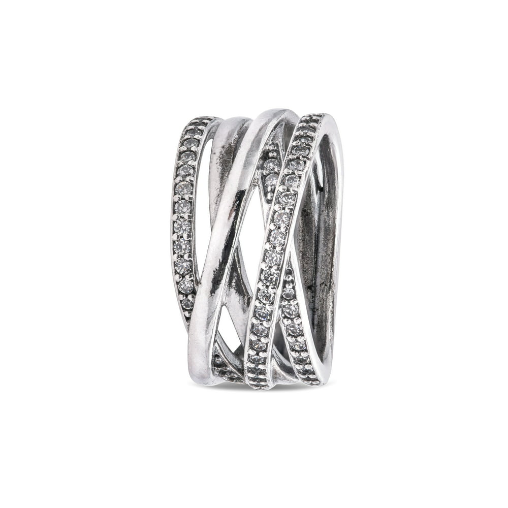 PANDORA - Authentic Entwined Ring in 925 Sterling Silver w/Clear Cubic ...