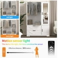thumbnail image 5 of UZUGUL Farmhouse Armoire Wardrobe Closet with Mirror, 2 Drawers, Hanging Rod, Light, 3 Doors, White, 71.7 inch Height, 5 of 9
