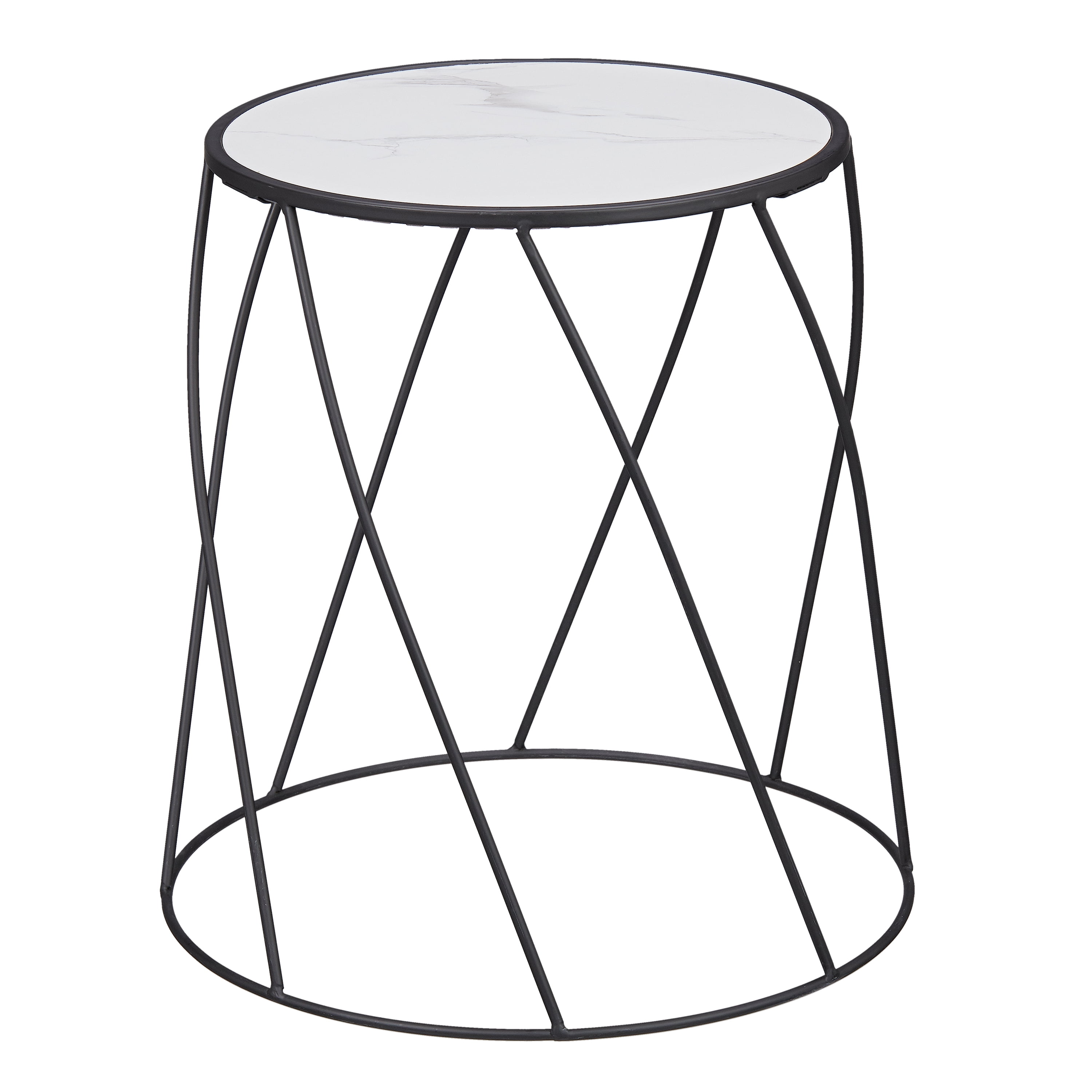 Better Homes & Gardens 15" Round Matte Black Faux Marble Top Plant Stand