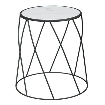 Better Homes & Gardens 15" Round Matte Black Faux Marble Top  Stand