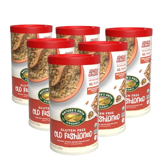 Nature's Path Organic Old Fashioned Oats Instant Oatmeal, 18oz Canister (pack of 6)
