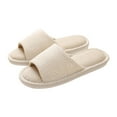 thumbnail image 2 of Wavsuf Fuzzy Slippers for Women Casual Summer Striped Anti-slip Linen Home Beige Slippers Size 39, 2 of 3