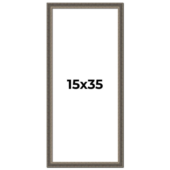 15x35 Frame Silver Real Wood Picture Frame Width 1.25 Inches | Interior Frame Depth 0.5 Inches |