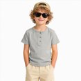 thumbnail image 2 of KPOPLK Kids Basic Shirt for 1-8 Years Summer Baby Boys Short Sleeve Solid Tee T-Shirt Size 1-2 Years,Light Gray, 2 of 6