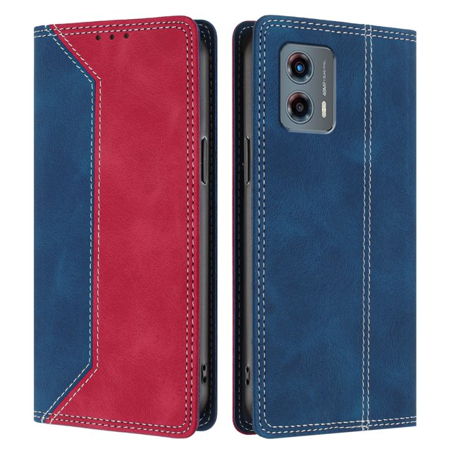 Funda FOXDOCK para Motorola Moto G 5G 2023 de Cuero Premium Bicolor con Ranuras RFID, Carcasa Tipo Billetera Antigolpes y Soporte Plegable
