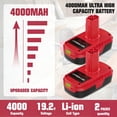 thumbnail image 2 of Upgrade 2Packs 4.0Ah Lithium ion Battery Replacement for Craftsman 19.2 Volt Lithium ion Battery C3 Compatiable with DieHard 130279005 11375 11376 1323517 1323903 130211004 11045 315.115410, 2 of 10