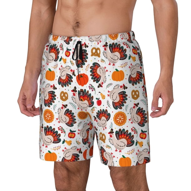 Fotbe Turkey And Thanksgiving2 Traje de Baño para Hombre – Shorts de Natación de Secado Rápido con Forro y Bolsillos-Medium