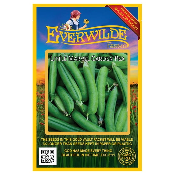 Everwilde Farms - 100 Little Marvel Garden Pea Seeds - Gold Vault Jumbo Bulk Seed Packet