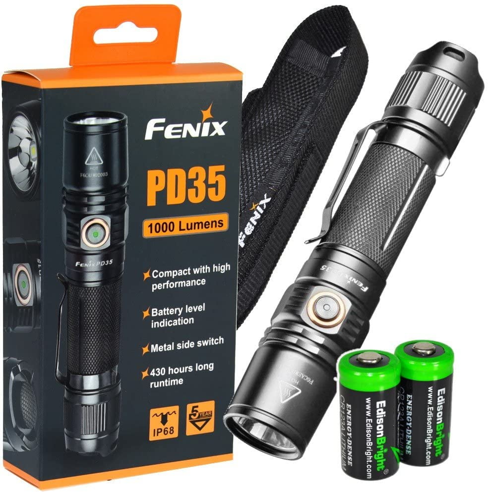Fenix Pd35 V2.0 2018 Upgrade 1000 Lumen Flashlight With 2x LumenTac Cr123a Batte for sale online 