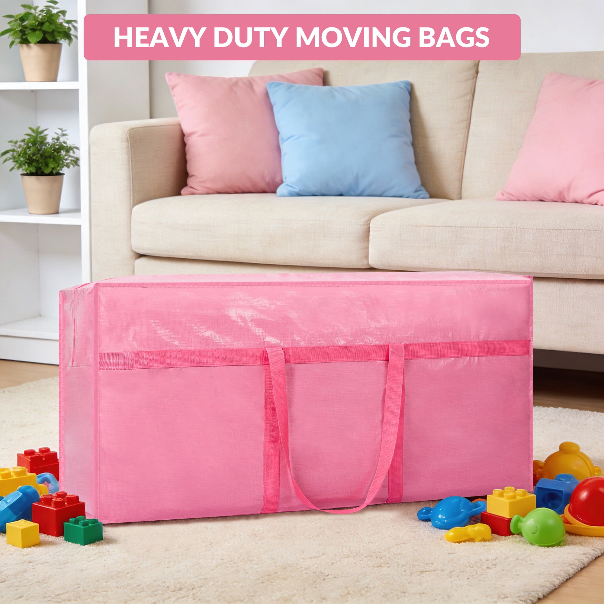 Ataucjin Large Moving Bags Heavy Duty, 45.2x15.7x21.7 Inches PE Storage Bags with Reinforced Handles for Moving, Packing, Traveling, and Home Organization