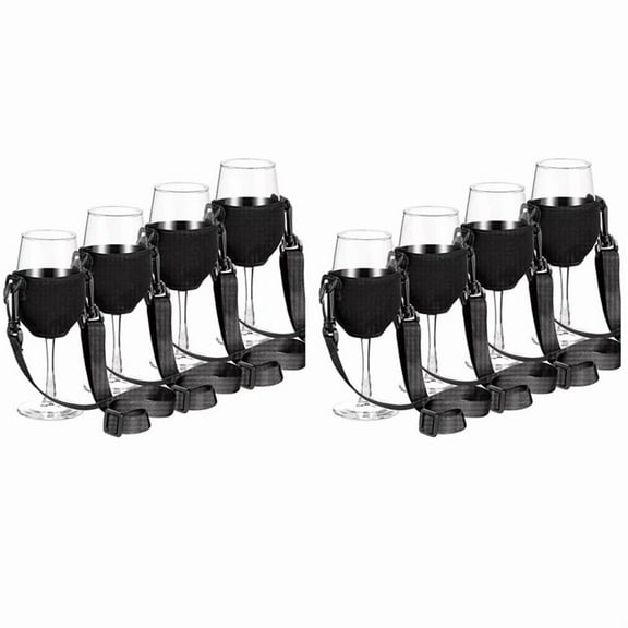 8PCS Portable Wine Glass Holder Strap Wine Sling Yoke Glass Holder Support Neck Strap for Birthday Cocktail Tools A