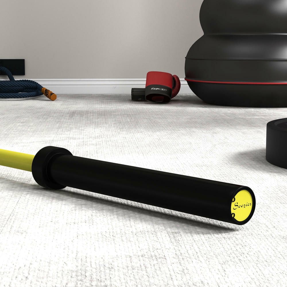 Resenkos 7.2ft Olympic Weight Bar, with Rotating Sleeves & Non-Slip Knurling Grip, 1500lbs Weight Capacity, Yellow, Heavy-Duty