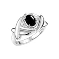 thumbnail image 3 of RYLOS Rings for Women Sterling Silver Ring XOXO Hugs & Kisses 7X5MM Gemstone & Diamond Cabochon Onyx Jewelry Size 10, 3 of 7
