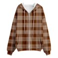 thumbnail image 4 of Women's Zip Up Hoodie Fleece Lined Fall Winter Casual Long Sleeve Jackets with Pockets Plaid Print Loose Pullover Tops, 4 of 4