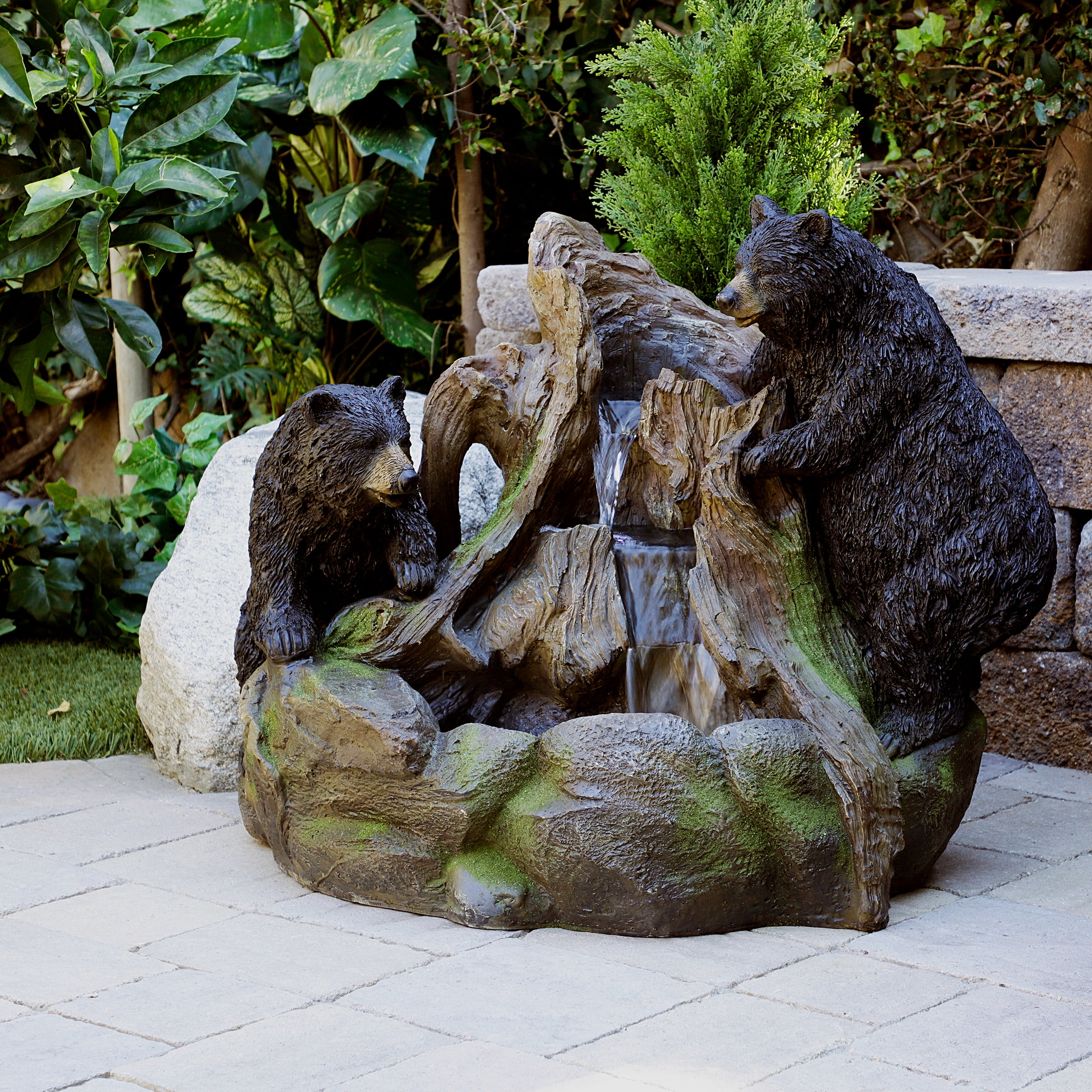 Alpine Corporation Bears Climbing a Rock Waterfall Fountain w/ LED