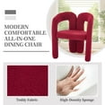 thumbnail image 3 of Set of 2 Modern Teddy Fabric Barrel Dining Chairs, Upholstered Accent Chairs with Arms, Comfy Side Armchairs for Kitchen Dining Room Living Room, Red, 3 of 9