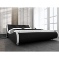 thumbnail image 2 of Bed FrameUpholstered queen platform Bed Frame modern low-profile sleigh bed with faux leather headboard for easy assembly My Lux Decor Round, 2 of 10