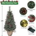 thumbnail image 3 of Senfot 3FT Christmas Tree，Pre-Lit Christmas Tree Tabletop with 78 LED Lights, Artificial Christmas Tree with Berry Clusters, Battery Operated, Flocked Potted Christmas Tree for Front Door, Porch, 3 of 8