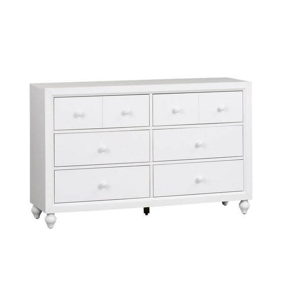 Cottage View White 6 Drawer Dresser