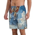 thumbnail image 2 of KLL Dog Angel Ascension Men's Casual Summer Beach Shorts Hawaiian Shorts with Pockets-Small, 2 of 5