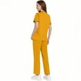 thumbnail image 3 of Scrubs for Women Set Joggers, Flu Season Preparedness Medical Staff Wrinkle-Free Outfit Dual-Layer Modesty V-Neck Scrub Top Moisture Wicking Healthcare Worker Stretch Fabric Yellow M, 3 of 4