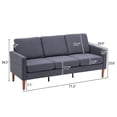 thumbnail image 4 of Dark Grey 3-Seater Modular Sofa, High-Quality Linen Fabric, Solid Wood Frame, 4 of 7