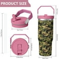 thumbnail image 4 of 30oz Handheld Travel Tumbler with Handle – Double Wall Stainless Steel Insulated Cup, Flip Straw Lid, Leak-Proof & BPA-Free for Hot and Cold Drinks – Durable Coffee & Juice Mug Pink, 4 of 7