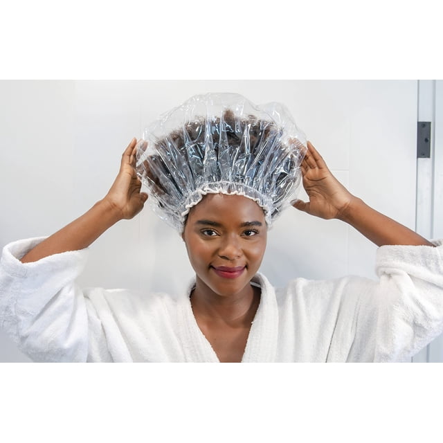El gorro de ducha SuperCrownz contiene peinados más grandes, trenzas, rastas, afros o rulos.
