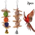 thumbnail image 2 of 2PCS Bird Rattan Ball Creative Woven Bird Chew Toy Parrot Hanging Toy with Bell, 2 of 10