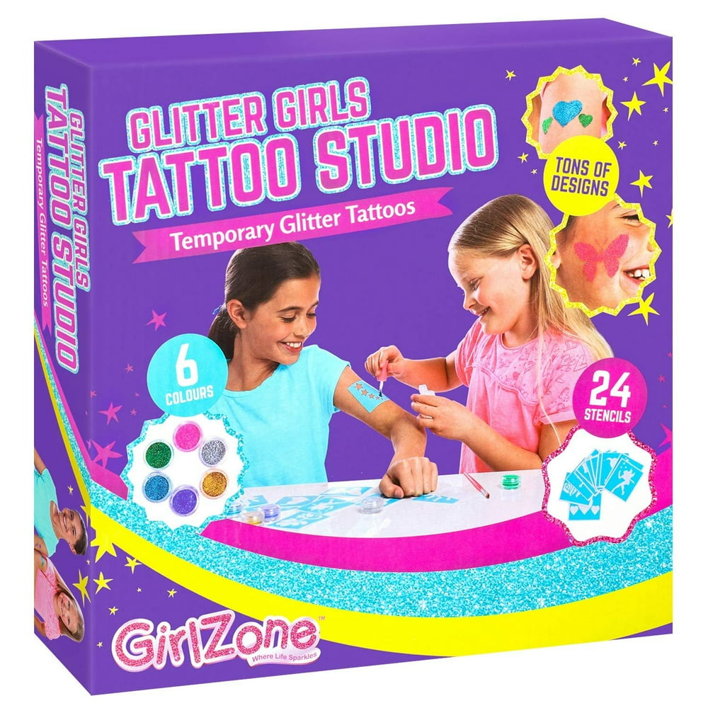 GirlZone Colorful Temporary Glitter Tattoos Kit 33 Pieces, Best