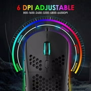 Gaming Keyboard and Mouse Combo, 88Keys Compact Rainbow Backlit Mechanical Touch Keyboard, RGB Backlit 6400 DPI Lightweight Gaming Mouse with Honeycomb Case for Windows PC Gamers (Black)