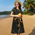 thumbnail image 4 of Fotbe Metal Evil Skull Vestido Largo de Moda para Mujer, Vestido Tipo Camiseta con Manga Corta y Estilo Casual a Rayas y Bloques de Color, 4 of 6