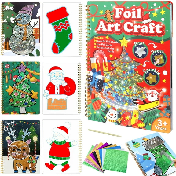 MixMart Art Craft Activity for Kids: Christmas Arts & Crafts Kit for Kids,No Mess Creative Travel Supply Set, Christmas Gift for Girl Boy Children 3 4 5 6 7 8 9 Year Old