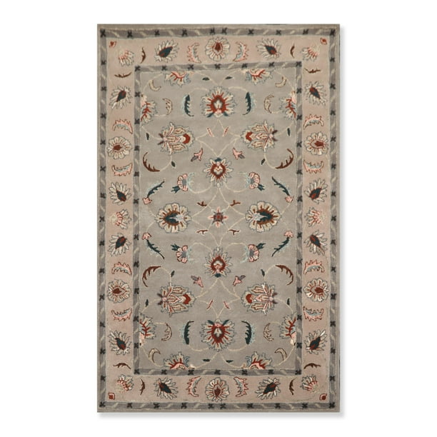 5'x8' Hand Tufted Wool Oriental Area Rug Gray, Taupe Color Walmart