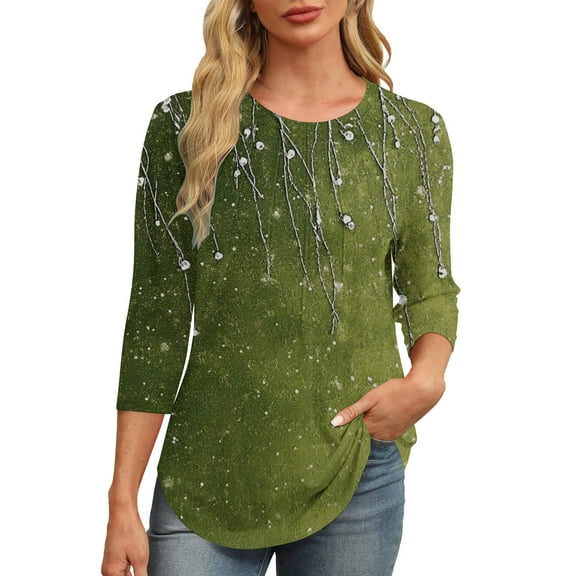 SHE IS Womens 3/4 Sleeve Tops, Women Shirts Long Sleeve 2x Womens Long Sleeve Tops Casual Fall Chiffon Blouses for Women Dressy Vintage Shirts for Women 1950s