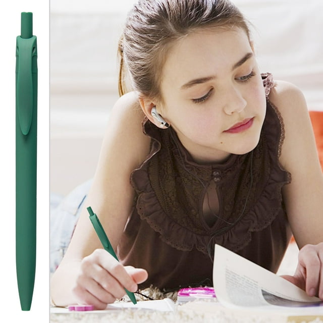 Gel Ink Pen 0.5Mm Retractable Slient Writing Ballpoint Pen For Journaling School Office Army Green Barrel With 2Ml Ink For Women Kids Army Green