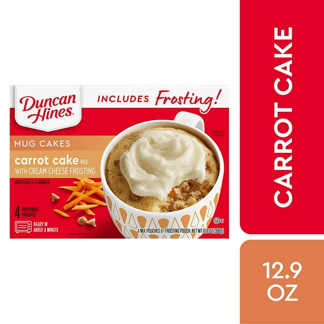 Duncan Hines Mug Cakes Carrot Cake Mix with Cream Cheese Frosting, 12.9