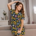 thumbnail image 3 of Pofeuu Colorful Sunflowers Print Women's Loose Fit Short Sleeve Nightgown, Comfortable Sleep Dress for Women, Casual Lounge Sleepwear, Soft Cotton Sleep Dress, 3 of 6