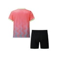 thumbnail image 2 of JanJean Soccer Uniforms for Kids Boys Football Jersey V Neck Practice T Shirt and Sport Shorts Set Pink 3XS, 2 of 7