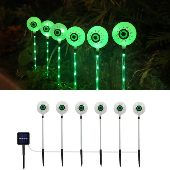 Coollooc Outdoor Halloween Decorations Set of 6 Solar Garden Lights,Scary Eyeball Solar Landscape Pathway Stake Lights,8Modes Waterproof Halloween Lights for Halloween Party Home Patio Decorations