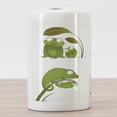 thumbnail image 3 of Reptile Ceramic Toothbrush Holder, Reptile Family Colorful Snake Frog Ninja Turtles Love Mother Family Theme, Decorative Versatile Countertop for Bathroom, 4.5" X 2.7", Green Brown Red, by Ambesonne, 3 of 4
