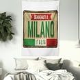 thumbnail image 3 of Italy Tapestry, Grunge Art Rustic Sign Written Welcome to Milan Phrase in Italian Language, Wall Hanging for Bedroom Living Room Dorm Decor, 60W X 80L Inches, White and Multicolor, by Ambesonne, 3 of 5