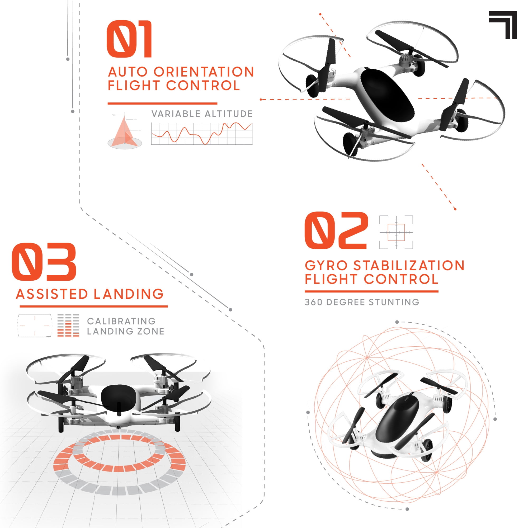 SHARPER IMAGE Rechargeable Dual Function Fly + Drive Drone RC, 250ft Long Range Control and 215ft Max Altitude, 5in