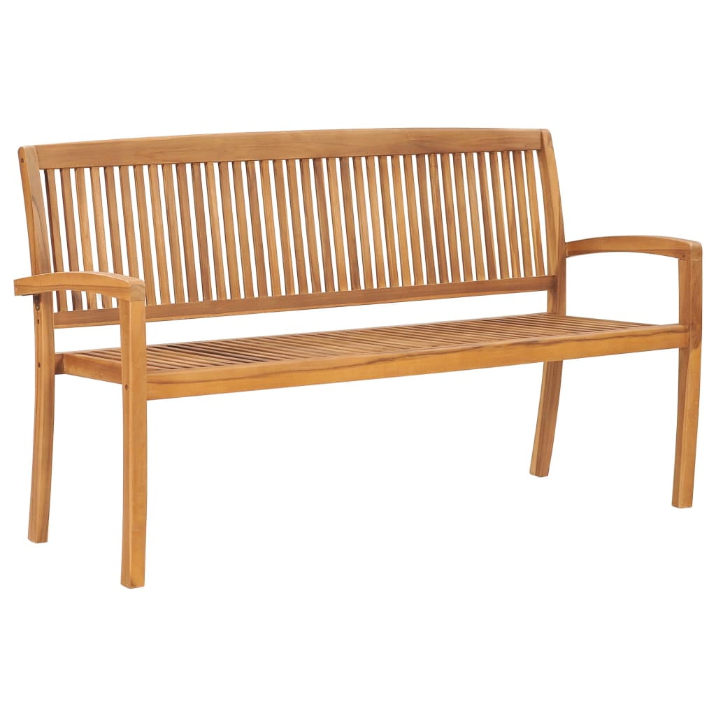 Fyydes 3Seater Stacking Patio Bench 62.6" Solid Teak Wood,Outdoor
