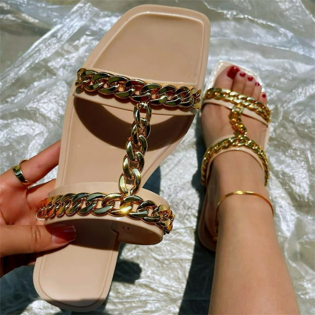 Sandalias de verano para mujer Sandalias planas sin cordones Zapatos romanos Sandalias informales con punta abierta Wmkox8yii ytu8826
