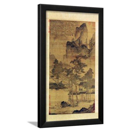 Asian Landscape Design (Scenes of Hermits' Long Days in the Quiet Mountains Asian Landscape Art Framed Print Wall Art By T'ang)